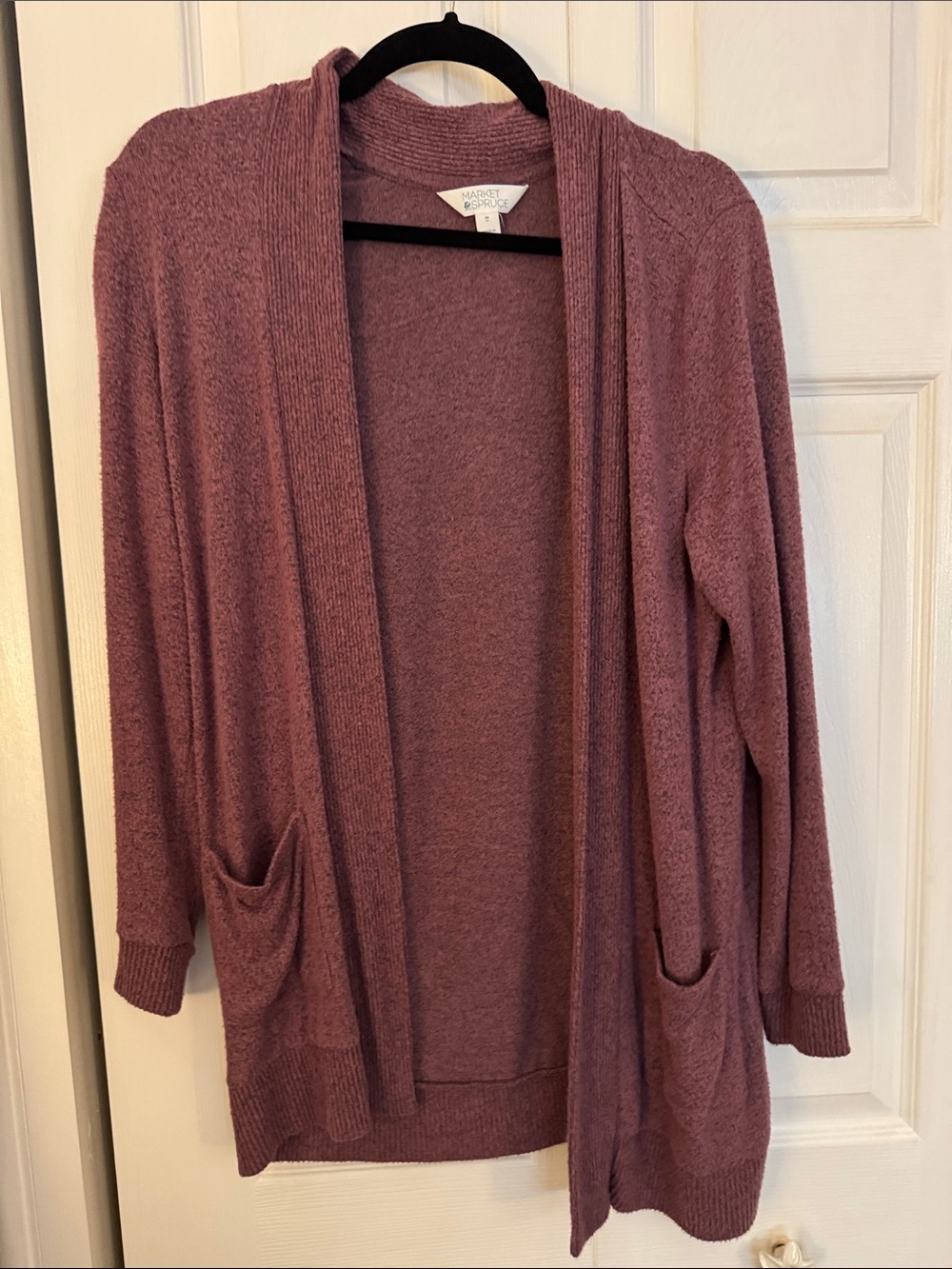 Market & Spruce Open-Front Cardigan in Mauve Rose